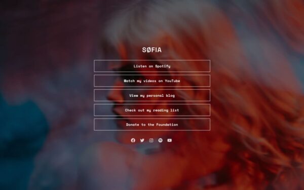 Screenshot of the Sofia demo showcasing an artist single page.